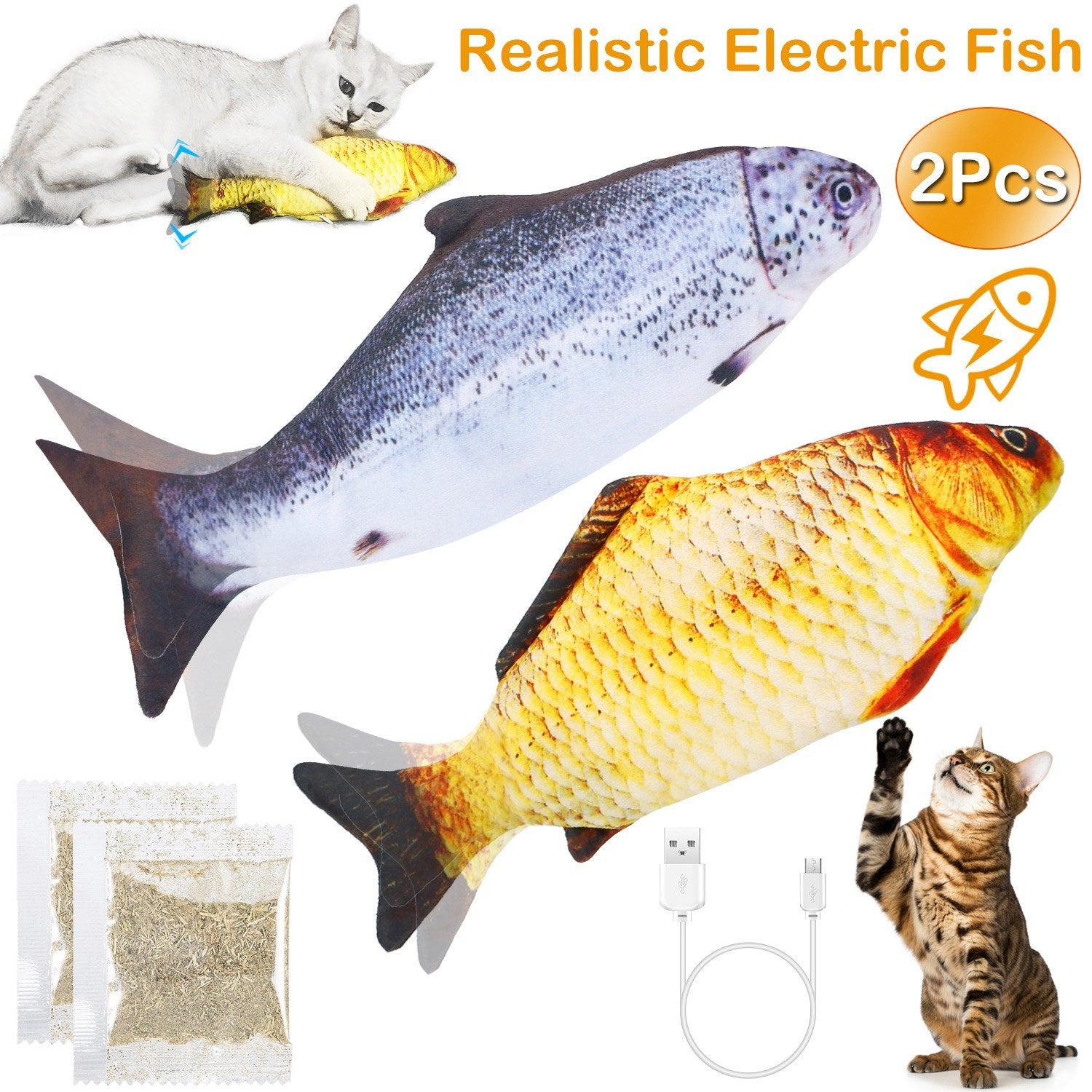 Electric Catnip Fish Toys (2 pack) – Fluff n' Stuff
