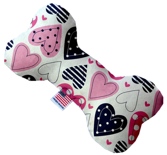 Mirage Pet 1104-SFTYBN8 Mixed Hearts 8 in. Stuffing Free Bone Dog Toy