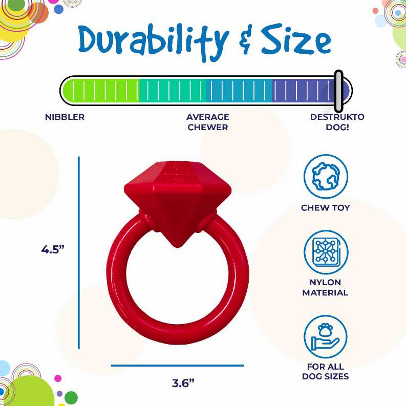 Diamond Ring Teething Toy for Puppies and Aggressive Chewers