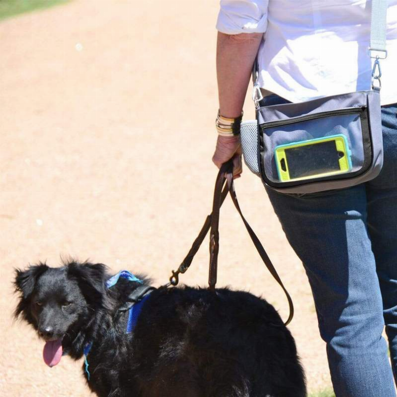 Black + Gray Crossbody Dog Walking Bag