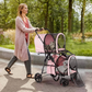 Detachable 3-in-1 Double Pet Stroller with 2 Travel Carriage Bags, Pink