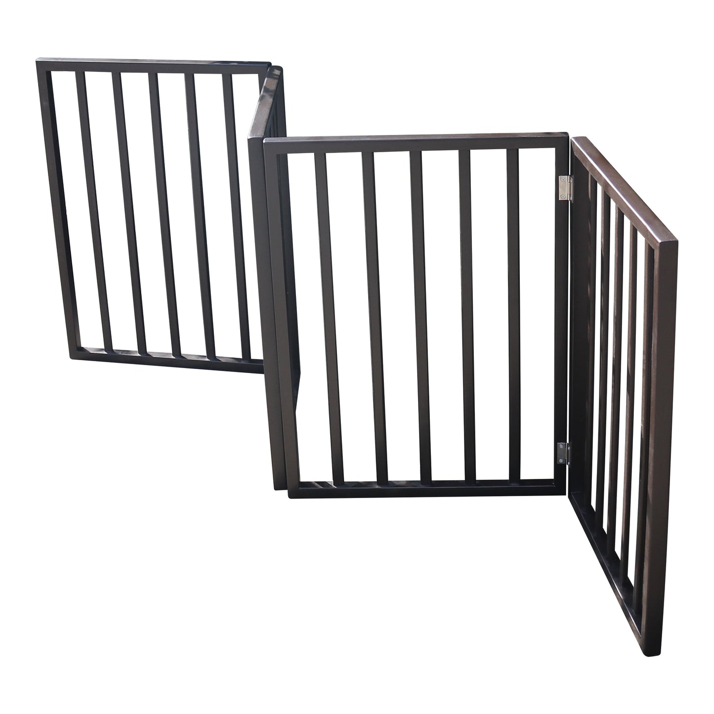 Freestanding Adjustable Dark Brown Wood Gate