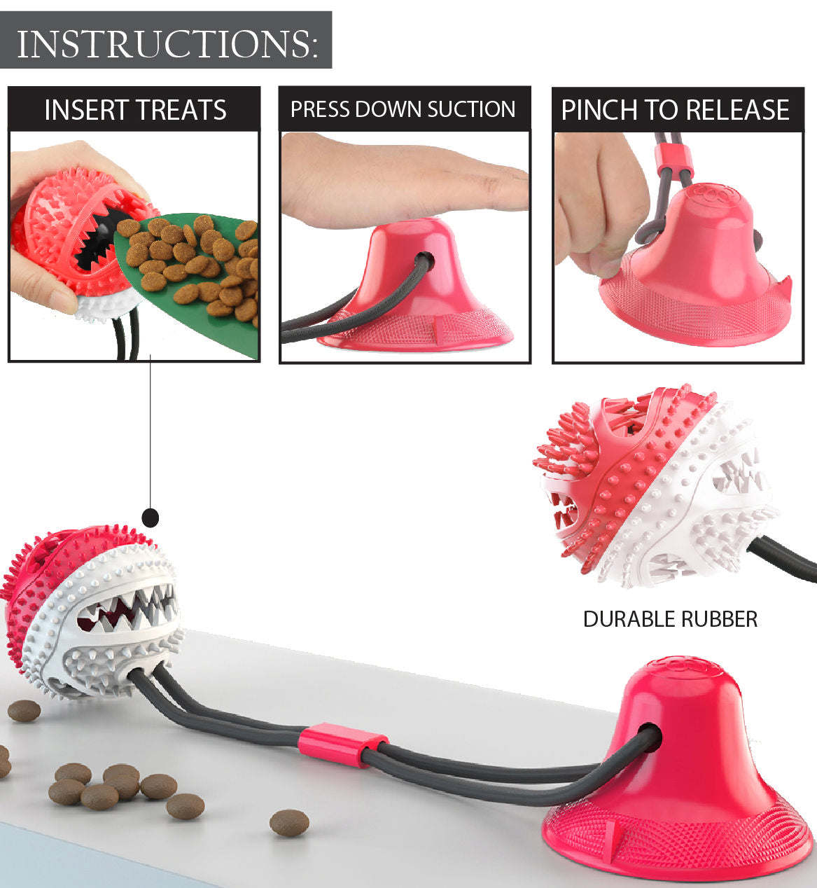 'Grip N' Play' Treat Dispensing Suction Cup Dog Toy
