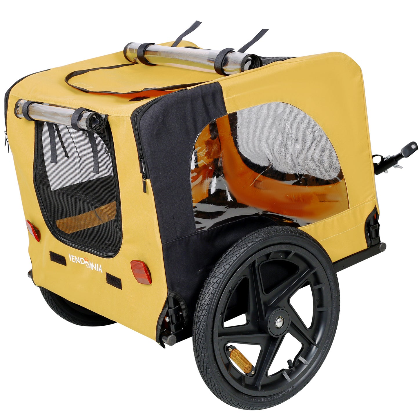 Yellow Foldable Bicycle Trailer Pet Carrier