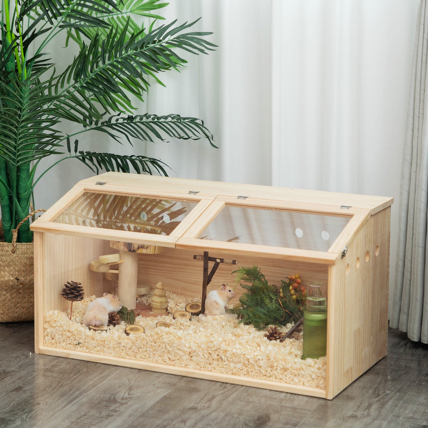 Pinewood Pet Enclosure with Clear Panel