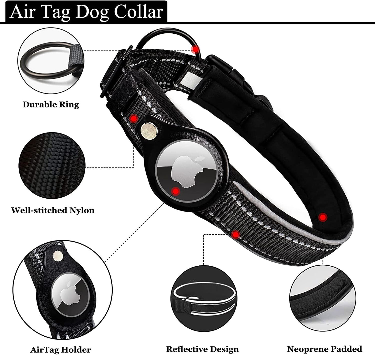 Reflective AirTag Dog Collar