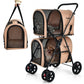 4-in-1 Double Pet Stroller with Detachable Carrier & Travel Carriage